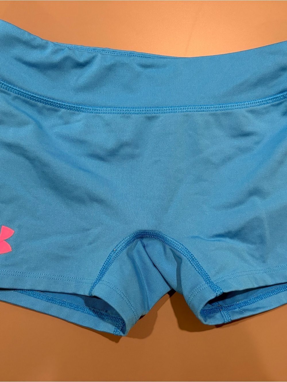 Under Armour Youth Turquoise Spandex Short with Pink Logo